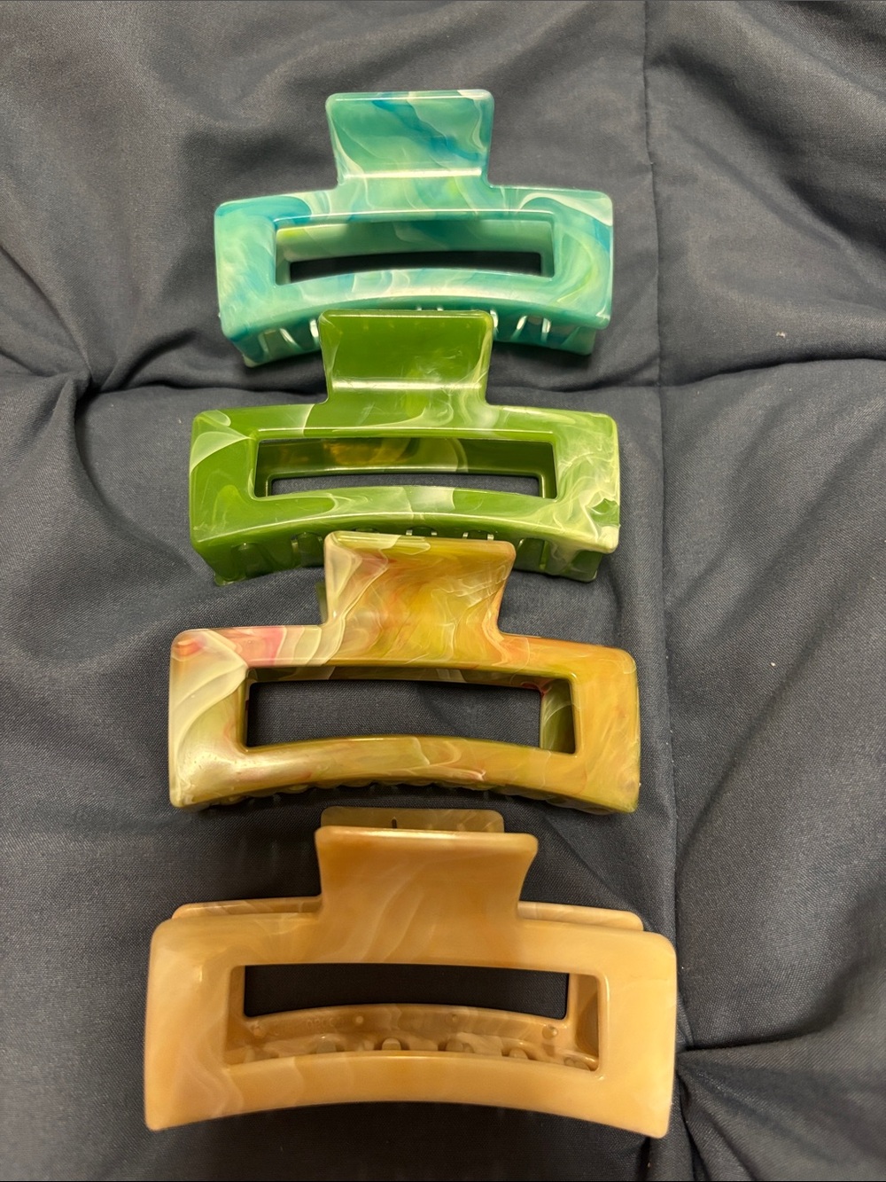 Assorted Green and Tan Resin Hair Claw Clip Set